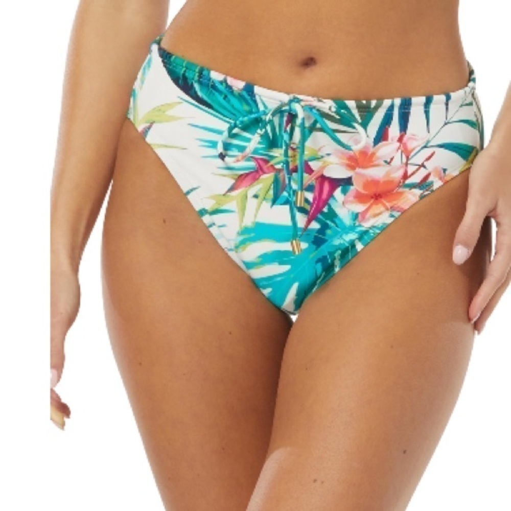 VINCE CAMUTO Women's Drawstring High-Leg Bikini Bottoms M swimsuit swimwear